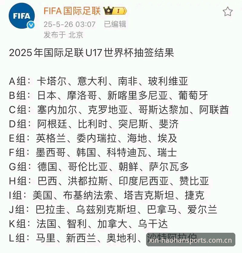U17世界杯抽签揭晓：中国足球少年面临3大考验，浩瀚体育用户陈强分享观赛体验